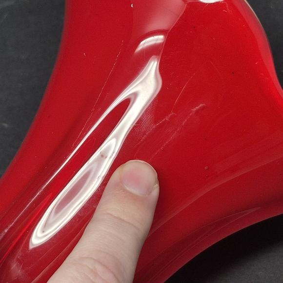 Red Art Glass Vase With White Interior - Picture 7 of 7